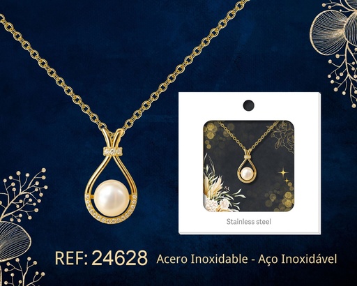 [24628] Colgante chapado en oro de 14K con circonita - Joyería premium de alta calidad