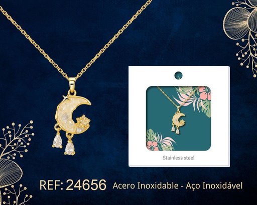 [24656] Colgante chapado en oro de 14K con circonita - Joyería premium de alta calidad