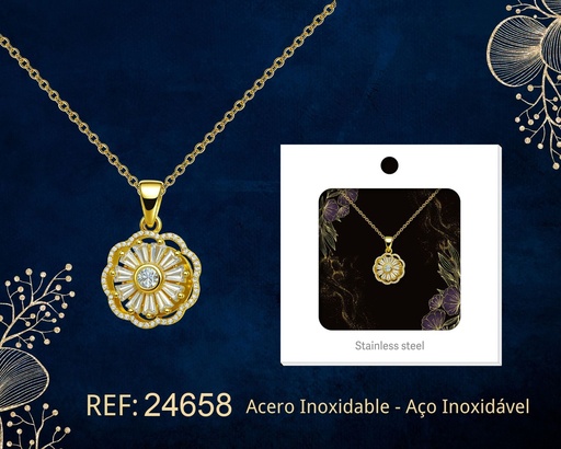 [24658] Colgante chapado en oro de 14K con circonita - Joyería premium de alta calidad