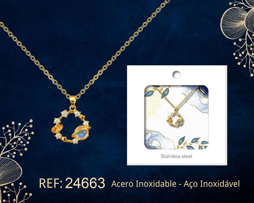 [24663] Colgante chapado en oro de 14K con circonita - Joyería premium de alta calidad