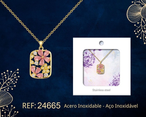 [24665] Colgante chapado en oro de 14K con circonita - Joyería premium de alta calidad