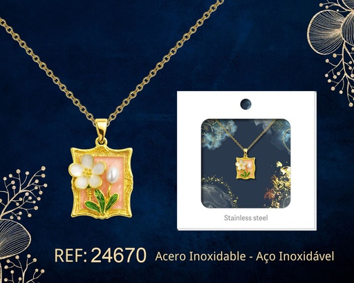 [24670] Colgante chapado en oro de 14K con circonita - Joyería premium de alta calidad