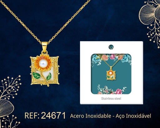 [24671] Colgante chapado en oro de 14K con circonita - Joyería premium de alta calidad