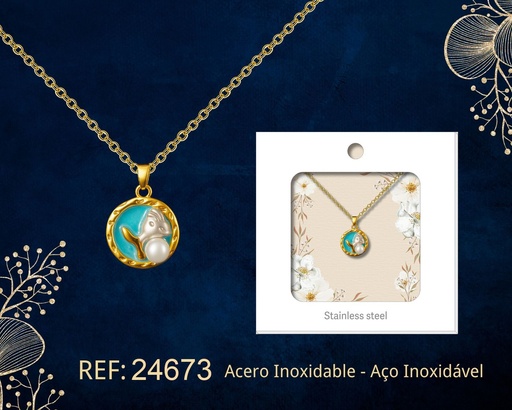 [24673] Colgante chapado en oro de 14K con circonita - Joyería premium de alta calidad