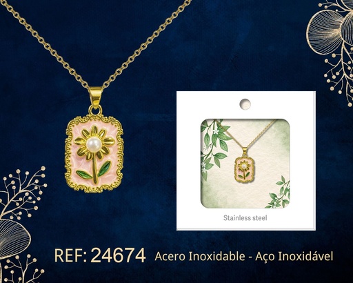 [24674] Colgante chapado en oro de 14K con circonita - Joyería premium de alta calidad