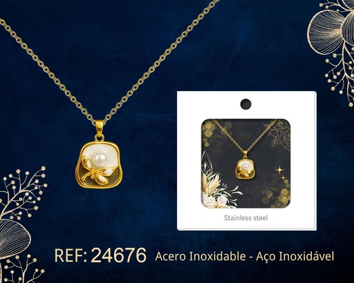 [24676] Colgante chapado en oro de 14K con circonita - Joyería premium de alta calidad