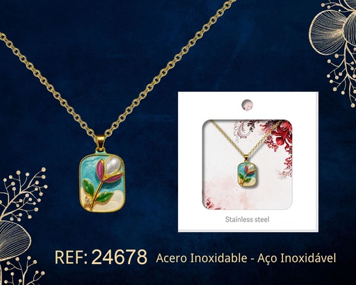 [24678] Colgante chapado en oro de 14K con circonita - Joyería premium de alta calidad