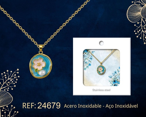 [24679] Colgante chapado en oro de 14K con circonita - Joyería premium de alta calidad