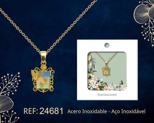 [24681] Colgante chapado en oro de 14K con circonita - Joyería premium de alta calidad