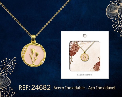 [24682] Colgante chapado en oro de 14K con circonita - Joyería premium de alta calidad