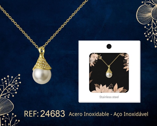 [24683] Colgante chapado en oro de 14K con circonita - Joyería premium de alta calidad