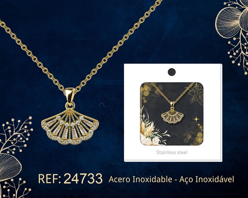 [24733] Colgante chapado en oro de 14K con circonita - Joyería premium de alta calidad