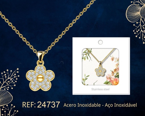 [24737] Colgante chapado en oro de 14K con circonita - Joyería premium de alta calidad