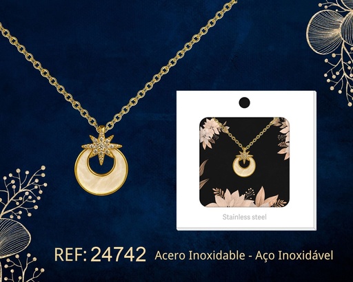 [24742] Colgante chapado en oro de 14K con circonita - Joyería premium de alta calidad