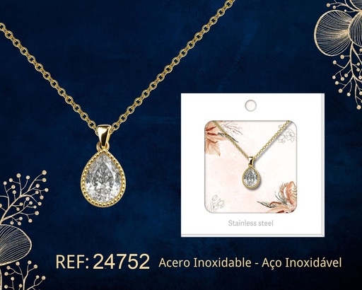 [24752] Colgante chapado en oro de 14K con circonita - Joyería premium de alta calidad