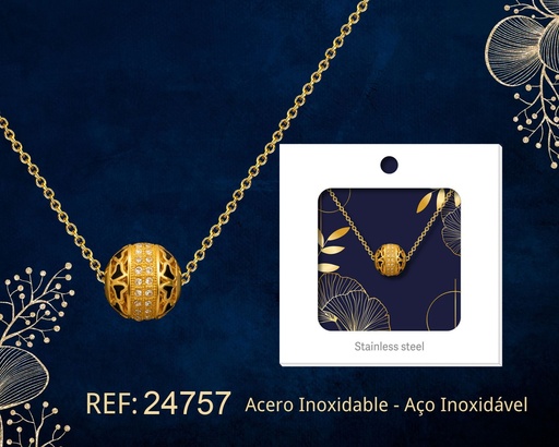 [24757] Colgante chapado en oro de 14K con circonita - Joyería premium de alta calidad