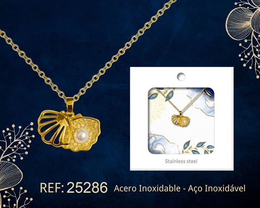 [25286] Colgante chapado en oro de 14K con circonita - Joyería premium de alta calidad
