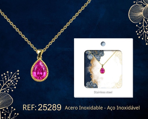 [25289] Colgante chapado en oro de 14K con circonita - Joyería premium de alta calidad