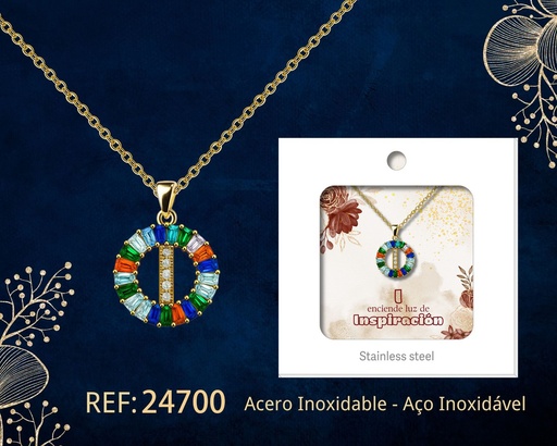 [24700] Colgante letra I chapado en oro de 14K con circonita - Joyería personalizable en oro