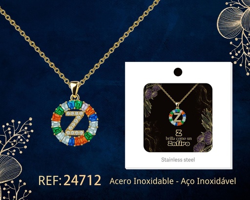 [24712] Colgante letra Z chapado en oro de 14K con circonita - Joyería personalizable en oro