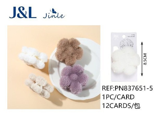 [8445801241283] Pinza de peluche flor 8.5cm 12 piezas - Accesorios para el cabello