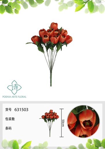 [631503.5] Ramo de 10 mini tulipanes (49 cm) - Flores artificiales decorativas