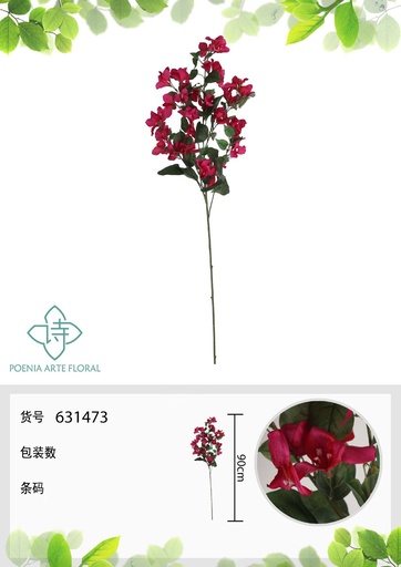 [631473-FUCSIA] Vara de triángulo de flores artificiales 90 cm - Flores artificiales decorativas