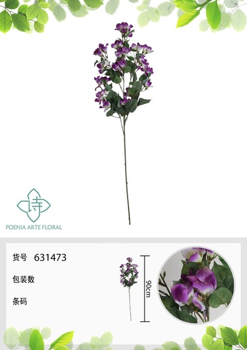 [631473-LILA] Vara de triángulo de flores artificiales 90 cm - Flores artificiales decorativas