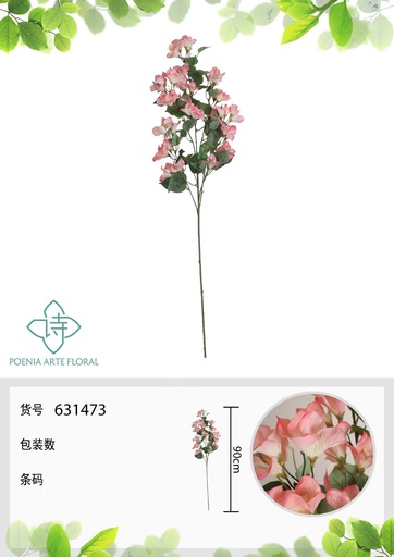 [631473-ROSA] Vara de triángulo de flores artificiales 90 cm - Flores artificiales decorativas