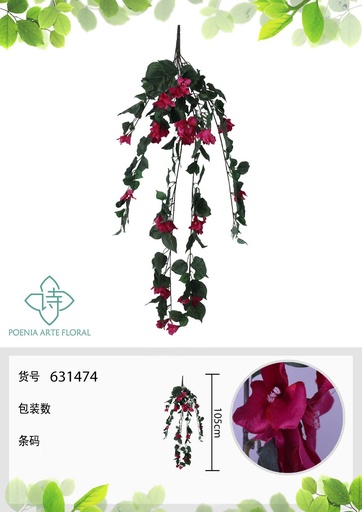 [631474-FUCSIA] Vara de triángulo colgante 105 cm - Flores artificiales decorativas