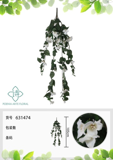 [631474-BLANCO] Vara de triángulo colgante 105 cm - Flores artificiales decorativas