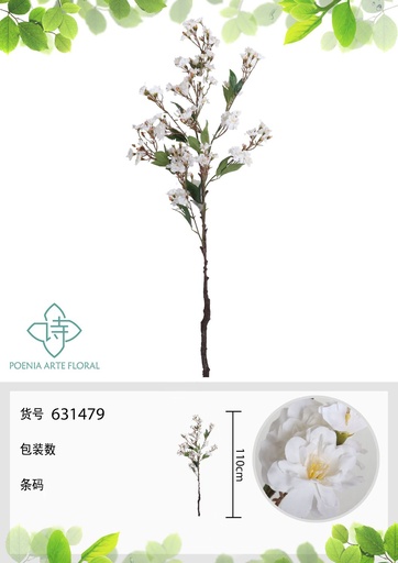 [631479-1BLANCO] Vara de cerezo artificial grande 110 cm - Flores artificiales decorativas