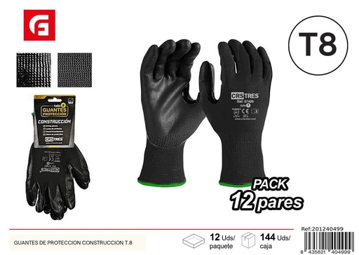 [201240499] Guantes de protección para construcción T.8 - Herramientas de trabajo