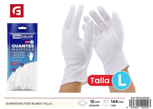 [201242992] Guantes multiusos blancos talla L - Herramientas de trabajo