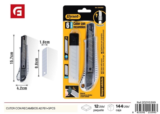 [202115399] Cutter AD761 con 5 cuchillas de recambio - Herramientas de corte