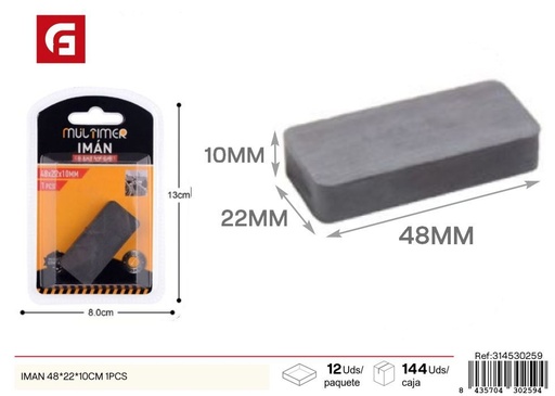 [314530259] Imán fuerte 48x22x10 mm 1 pieza - Ferretería y accesorios