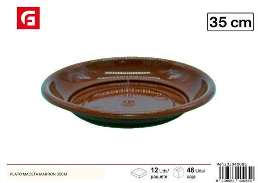 [203040085] Plato para maceta marrón 35cm - Accesorios de jardín y plantar