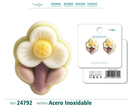 [24792] Pendiente de terciopelo con accesorio de acero inoxidable - Joyería de moda