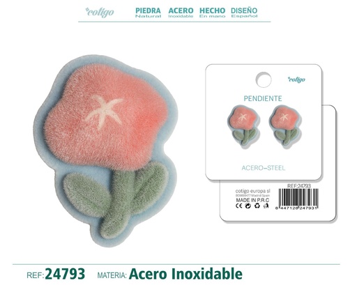 [24793] Pendiente de terciopelo con accesorio de acero inoxidable - Joyería de moda