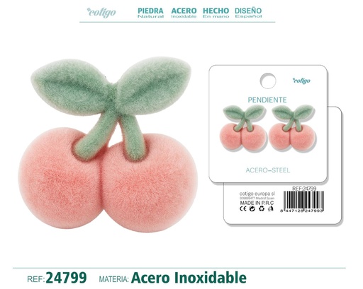 [24799] Pendiente de terciopelo con accesorio de acero inoxidable - Joyería de moda