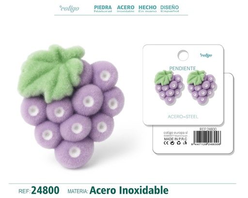 [24800] Pendiente de terciopelo con accesorio de acero inoxidable - Joyería de moda
