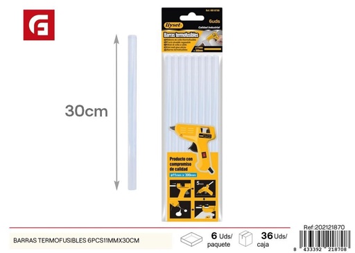[202121870] Barras termofusibles 11 mm x 30 cm 6 piezas - Accesorios de ferretería