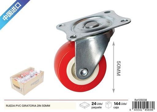 [05038] Rueda giratoria de PVC 2 pulgadas (50 mm) - Accesorios de ferretería