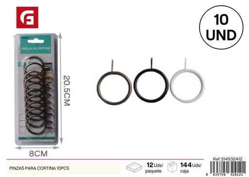[314532412] Pinzas para cortinas (10 piezas) - Accesorios de baño