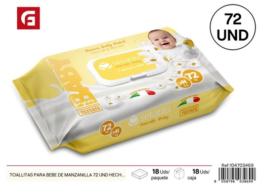 [104703469] Toallitas para bebé de manzanilla 72 und hecho en Italia - Productos de cuidado personal