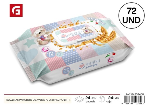 [104703458] Toallitas húmedas para bebés con avena 72 unidades - Productos de cuidado personal hechos en Italia
