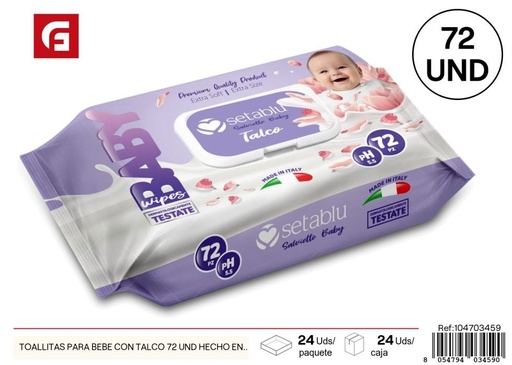 [104703459] Toallitas húmedas para bebés con talco 72 unidades - Productos de cuidado personal hechos en Italia