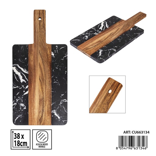 [0240318] Tabla de cortar de acacia y mármol 38x18 cm - Accesorios de cocina