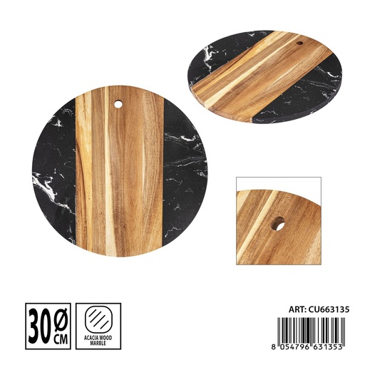 [0240319] Tabla de cortar de acacia y mármol 30 cm - Accesorios de cocina