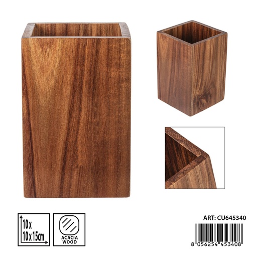 [0240332] Porta cubiertos de acacia 10x10x15 cm - Accesorios de cocina y organizadores